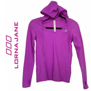 Lorna Jane Catalina Hooded Excel Long Sleeve Top Neon Fuchsia